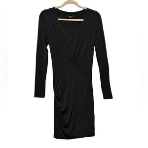 Laundry by Shelli Segal NWT‎ Dark Gray Jersey Knit Long Sleeve Dress Size Small